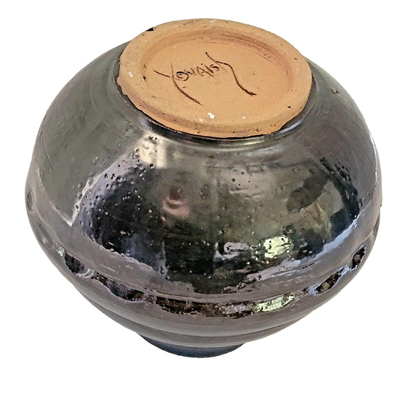 Vintage Walter Yovaish Studio Pottery Vase Signed Rare 1980s 6” Ceramic Art - Picture 7 of 11